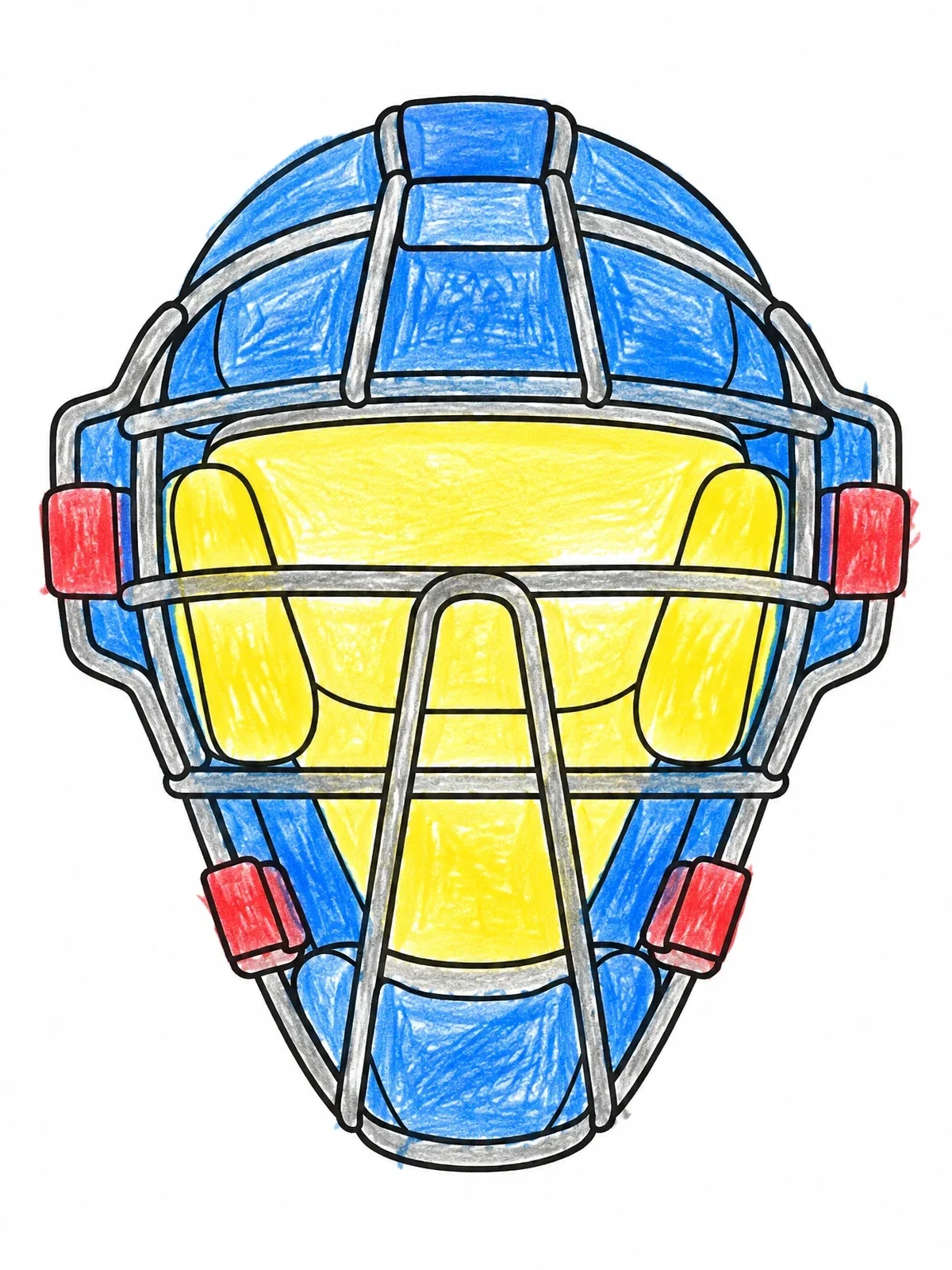 Colored example of the Softball Catcher Protective Mask coloring page
