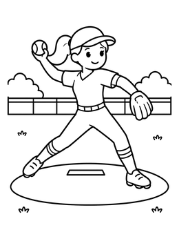 Free printable Softball Pitcher On The Mound coloring page