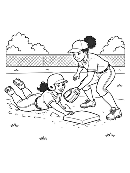 Free printable Softball Runner Sliding Into Base coloring page