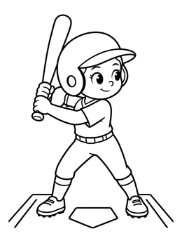 Free printable Young Batter At Home Plate coloring page