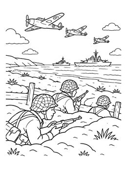Free printable Soldiers On The Normandy Shore coloring page