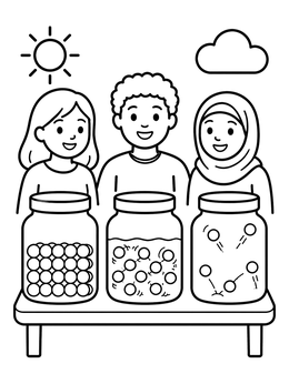 Free printable Children Learning States Of Matter coloring page