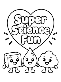 Free printable Cute States Of Matter Friends coloring page