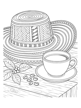 Free printable Sombrero Vueltiao And Colombian Coffee coloring page