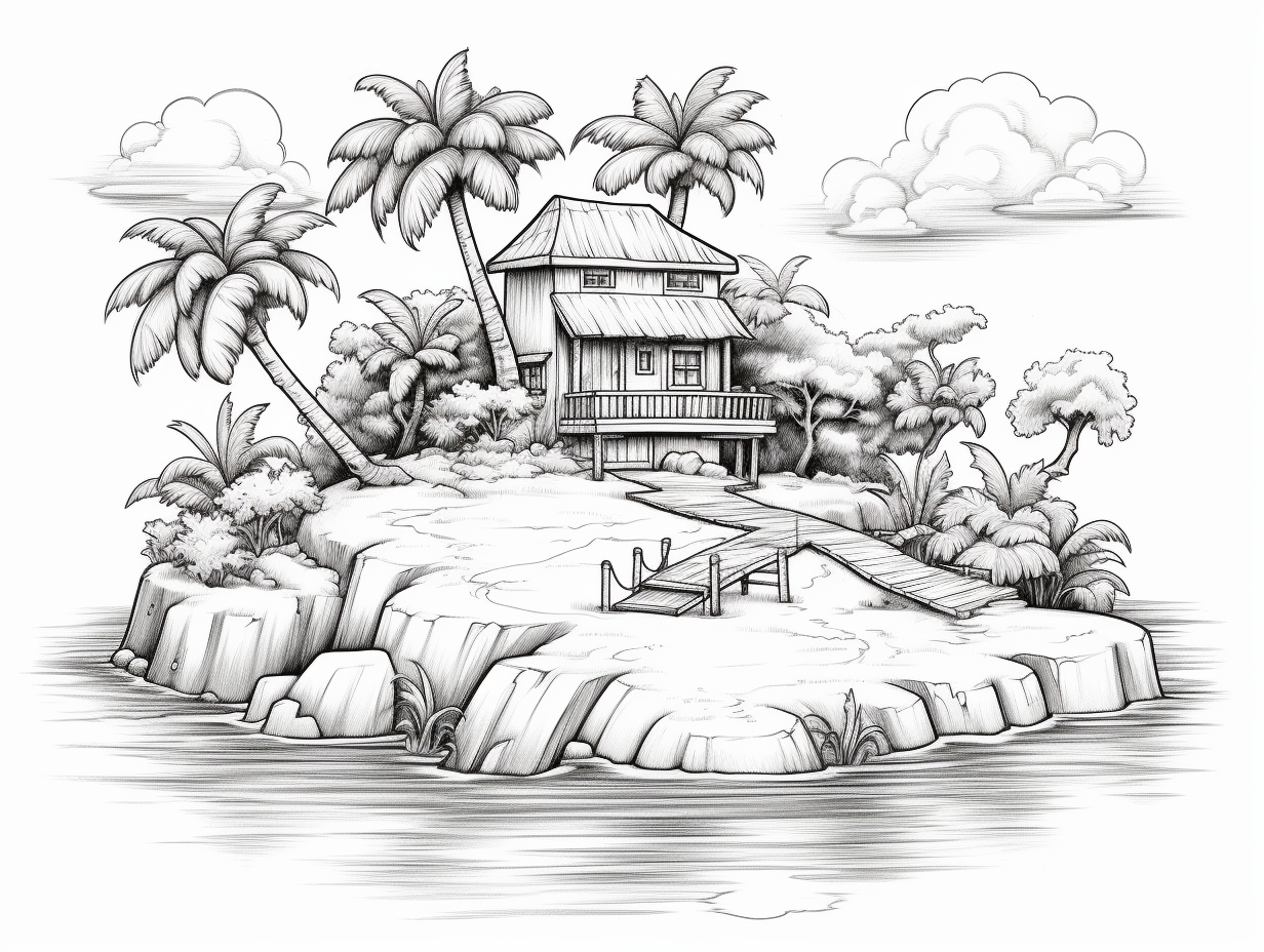 Soothing Island Coloring Page - Coloring Page