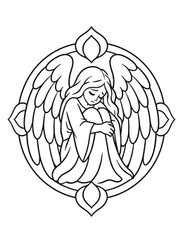 Free printable Sorrowful Fallen Angel In Frame coloring page