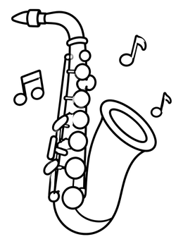 Free printable Jazz Saxophone With Musical Notes coloring page