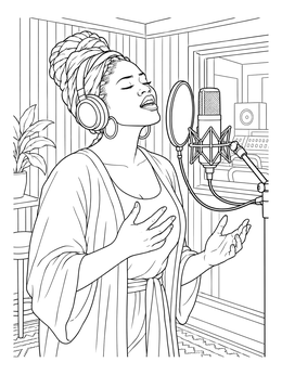 Free printable Soul Singer In The Recording Studio coloring page