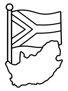 Free printable South Africa Flag And Map Outline coloring page