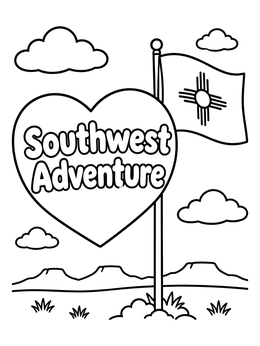 Free printable Southwest Adventure New Mexico Flag coloring page