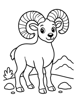 Free printable Cute Desert Bighorn Sheep coloring page
