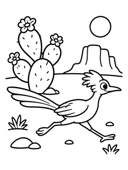 Free printable Speedy Roadrunner In The Desert coloring page