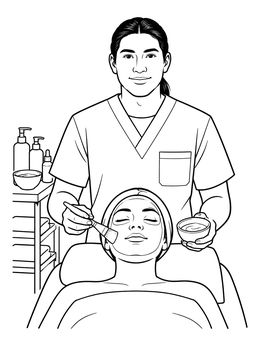 Free printable Esthetician Applying Face Mask coloring page