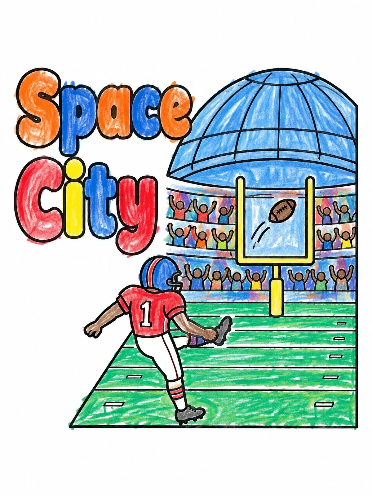 Colored example of the Space City Football Game In Domed Stadium coloring page