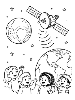 Free printable Space Probe Sending Signals From Pluto To Earth coloring page