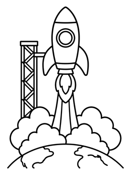 Free printable Rocket Launching From Earth coloring page