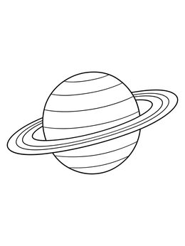 A striped planet with majestic rings on this space coloring page.