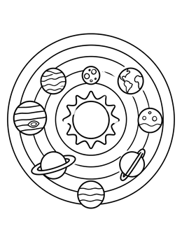 Free printable Solar System Diagram With Eight Planets coloring page