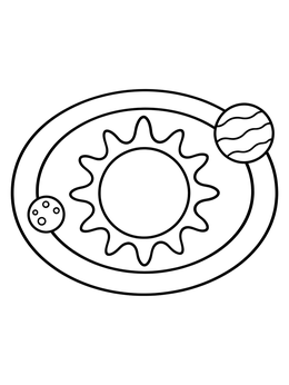 Free printable Sun And Orbiting Planets coloring page