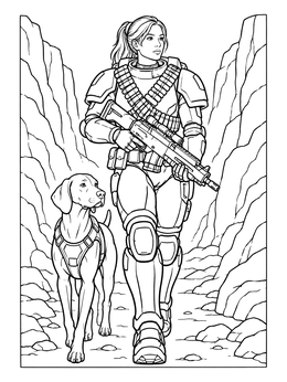 Free printable Space Trooper And Loyal Vizsla Scout coloring page