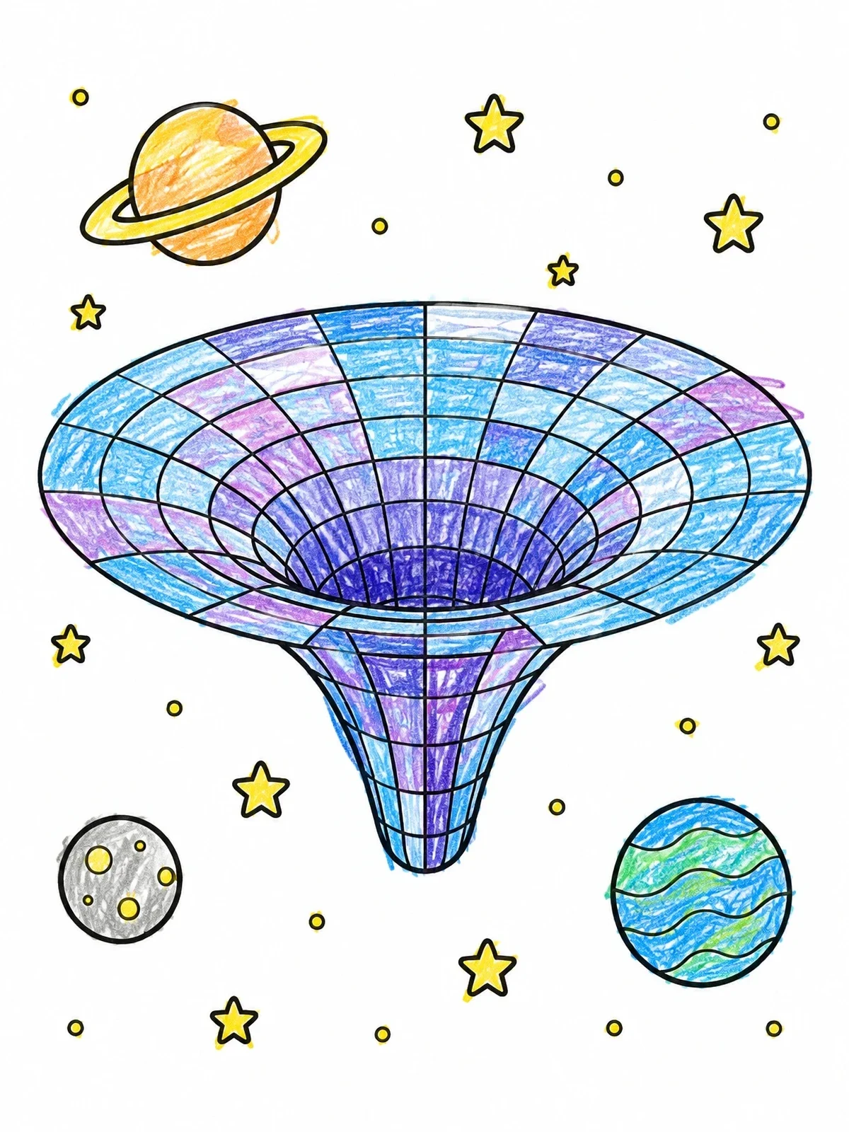 Colored example of the Spacetime Funnel In Outer Space coloring page