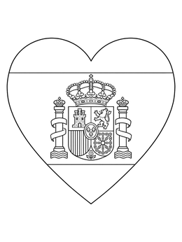 Heart emblem featuring the coat of arms on this spain coloring page.