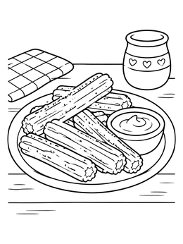 Free printable Plate Of Crispy Spanish Churros coloring page