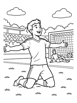 Free printable Soccer Player Celebrating A Goal coloring page