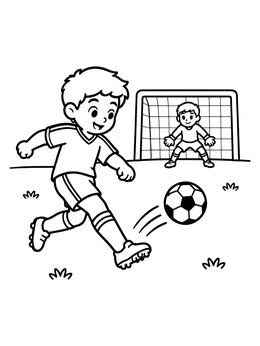 Free printable Young Soccer Player Kicking Ball coloring page