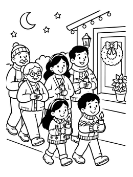 Free printable Las Posadas Candlelit Family Walk coloring page