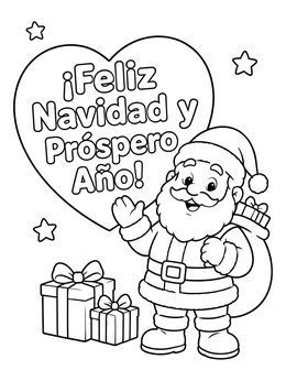 Free printable Santa Claus Feliz Navidad Greeting coloring page