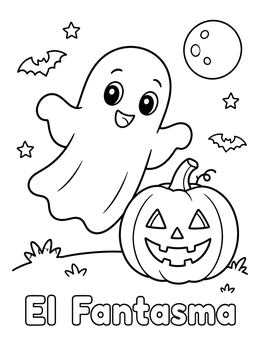 Free printable Cute Ghost With Jack O' Lantern coloring page