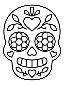 Free printable Simple Decorated Sugar Skull coloring page