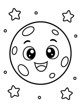 Free printable Smiling Full Moon With Stars coloring page