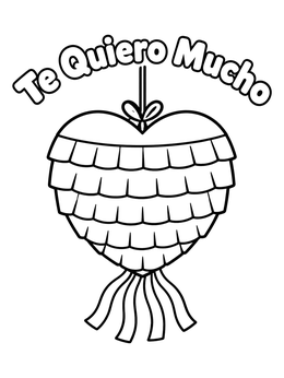 Free printable Heart Pinata Te Quiero Mucho coloring page