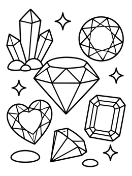 Free printable Sparkling Diamonds And Crystal Gems coloring page