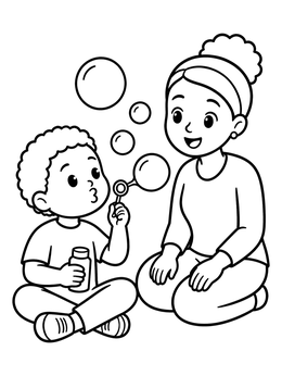 Free printable Blowing Bubbles In Speech Therapy coloring page