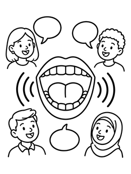 Free printable Open Mouth And Speaking Children coloring page