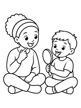 Free printable Speech Therapy Tongue Practice With Mirror coloring page