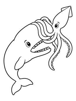 Free printable Sperm Whale And Giant Squid coloring page