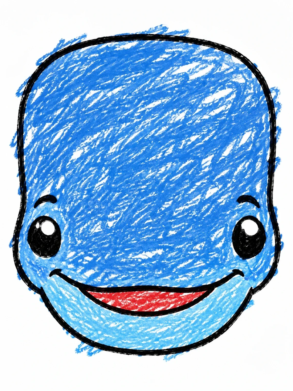 Colored example of the Cute Cartoon Whale Face coloring page