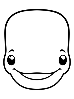 Free printable Cute Cartoon Whale Face coloring page