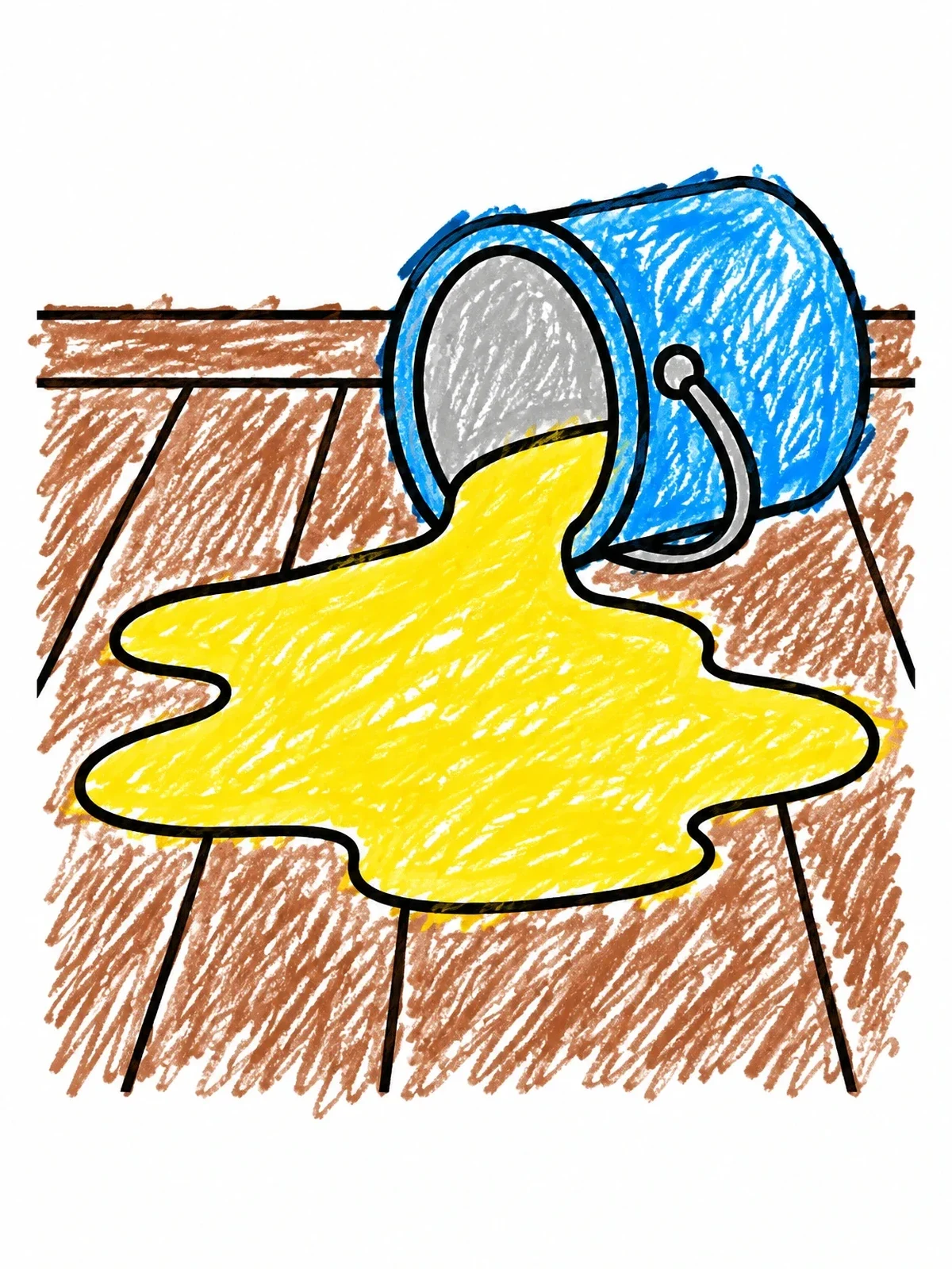 Colored example of the Spilled Paint Can On Wooden Floor coloring page