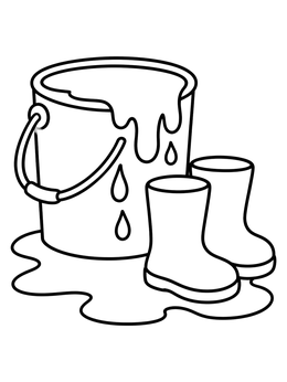 Free printable Spilling Paint Bucket And Boots coloring page