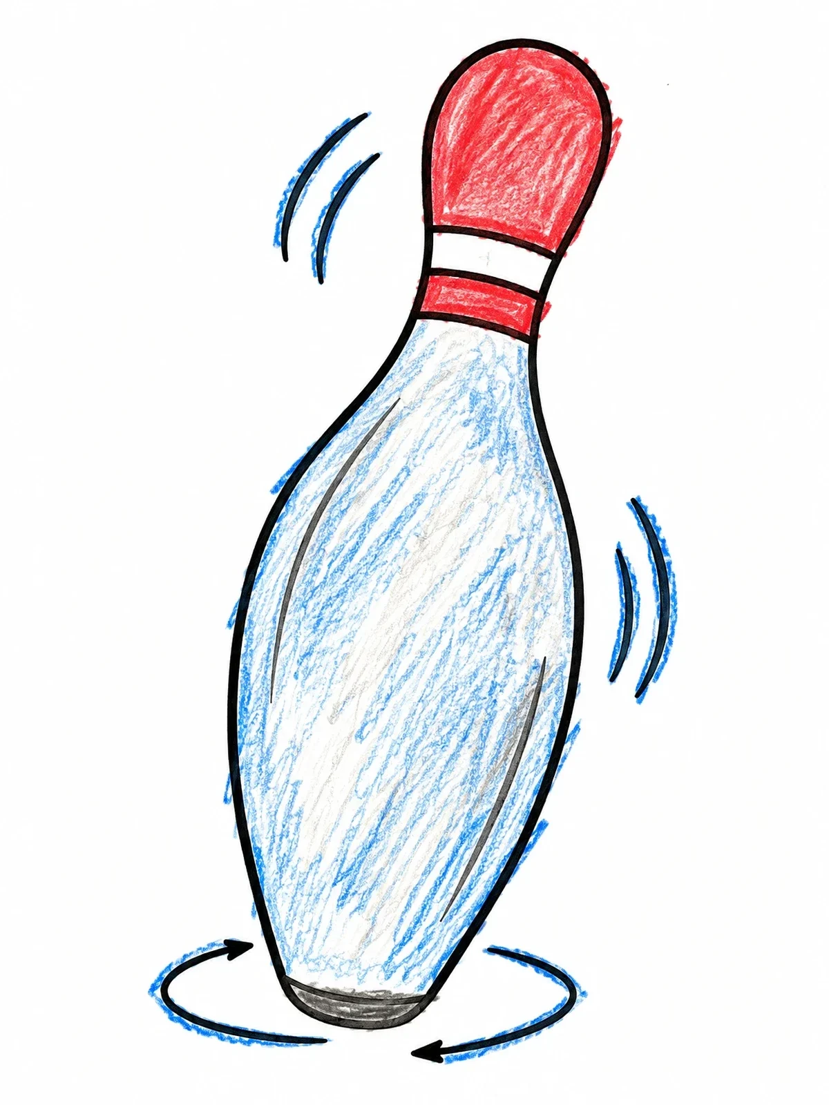 Colored example of the Spinning Bowling Pin In Motion coloring page