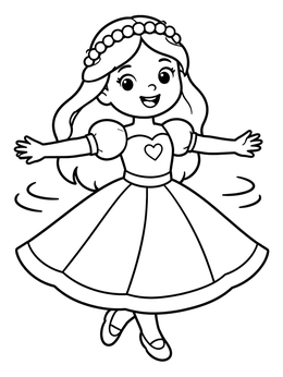 Free printable Spinning Princess In Ball Gown coloring page