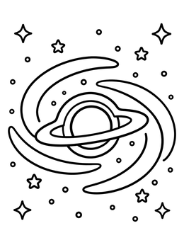 Free printable Spiral Galaxy And Black Hole coloring page