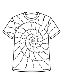 Free printable Spiral Tie Dye T Shirt coloring page