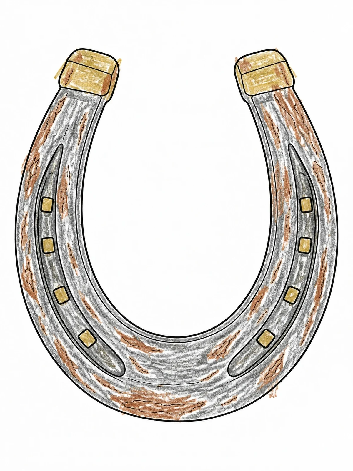 Colored example of the Rustic Lucky Horseshoe Outline coloring page