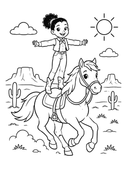 Free printable Trick Riding In The Desert coloring page